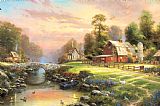 Thomas Kinkade Sunset at Riverbend Farm