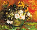 Vincent van Gogh Bowl with Sunflowers, Roses And Other Flowers