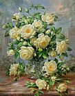 Albert Williams Princess Diana Roses in a Cut Glass Vase
