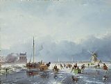 Andreas Schelfhout Frozen winter scene