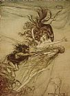 Arthur Rackham The Rhinemaidens teasing Alberich