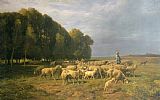 Charles Emile Jacque Flock of Sheep in a Landscape