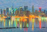 Clarence Holmes New York City Skyline in Oil