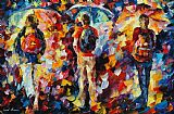 Leonid Afremov Three Umbrellas