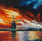Leonid Afremov Windmill Holland