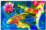 Collection 8 Koi play in the dark blue