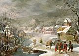 Denys van Alsloot A Winter Landscape with Travellers on a Path