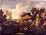 Dughet, Gaspard Fishermen Near a Rocky Gateway