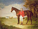 English School Portrait of a gentleman with his horse