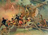 English School The English navy conquering a French ship near the Cape Camaro