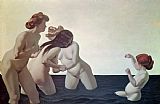 Felix Edouard Vallotton Three Women and a Young Girl Playing in the Water