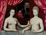 Fontainebleau School Gabrielle dEstrees and her sister the Duchess of Villars