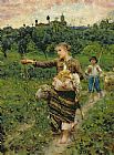 Francesco Paolo Michetti Shepherdess carrying a bunch of grapes