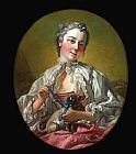 Francois Boucher A Young Lady Holding a Pug Dog