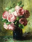 Frans Mortelmans Pink Roses In A Vase