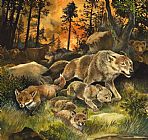 G W Backhouse Animals United in Terror as They Flee from a Forest Fire
