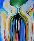Georgia O'keeffe Gray Line with Black Blue And Yellow