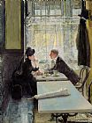 Gotthardt Johann Kuehl Lovers in a Cafe