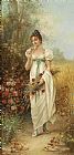 Hans Zatzka Circle Girl with Meadow Flowers And Roses