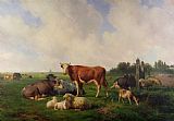 Hendrikus van de Sende Baachyssun Animals Grazing in a Meadow