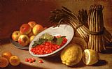 Italian School  Still Life of Raspberries Lemons and Asparagus