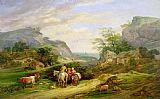 James Leakey Landscape with figures and cattle