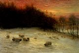 Joseph Farquharson Sheep in a Winter Landscape Evening