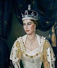 Lydia de Burgh Portrait of Queen Elizabeth II wearing coronation robes and the Imperial State Crown