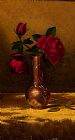 Martin Johnson Heade Red Roses in a Japanese Vase on a Gold Velvet Cloth 2
