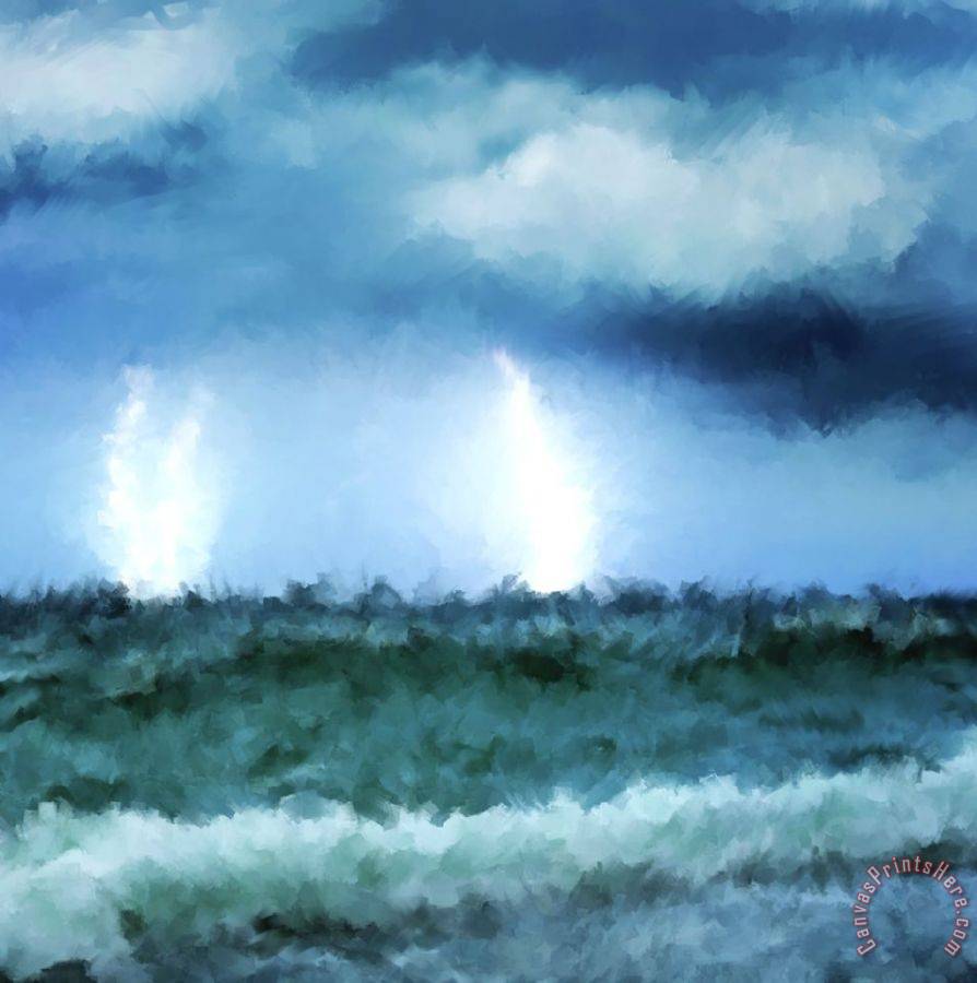 Michael Greenaway Thunder and lightning at sea Art Print for sale ...