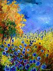 Pol Ledent Orange tree and blue cornflowers