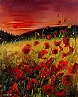 Pol Ledent Red poppies and sunset