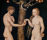 The Elder Lucas Cranach Eve Offering The Apple to Adam In The Garden of Eden