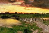 Thomas Moran The Old Bridge Over Hook Pond