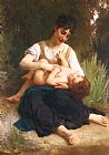 William Adolphe Bouguereau The Joys of Motherhood (girl Tickling a Child)