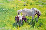William Ireland Piebald horse and foal