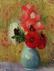 William James Glackens Floral Arrangement in Green Vase