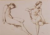 William Mulready Sepia Drawing of Nude Woman